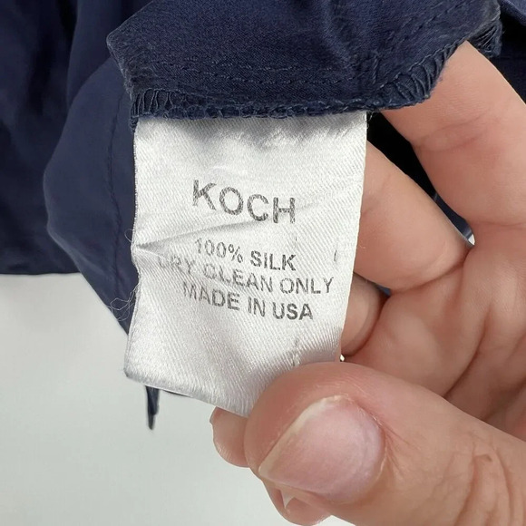 Koch 100% Silk Mini Tunic Shirt Dress Navy Blue 3/4 Length Sleeves Size Small - Picture 8 of 8